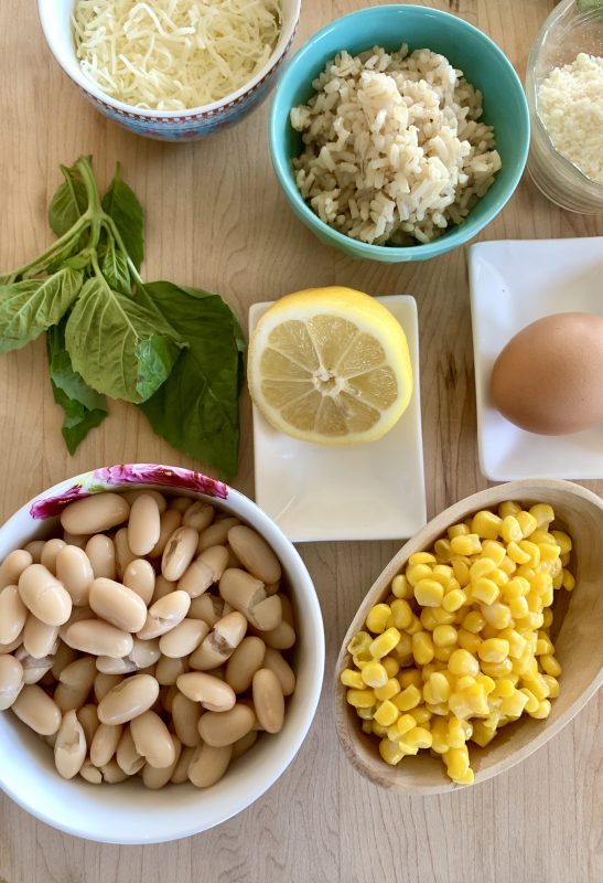 Veggie Bean Cakes with Quick Tomato Basil Sauce via LizsHealthyTable.com #cansforcomfort