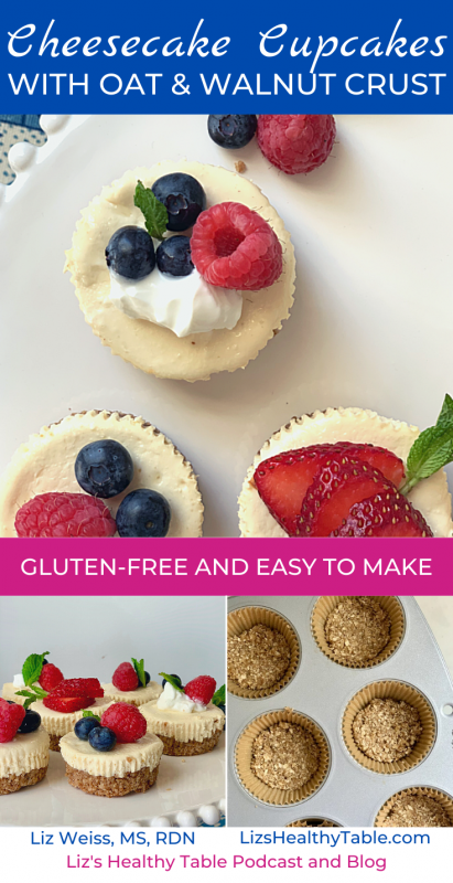 Cheesecake Cupcakes with Oat & Walnut Crust | Gluten Free via lizshealthytable.com