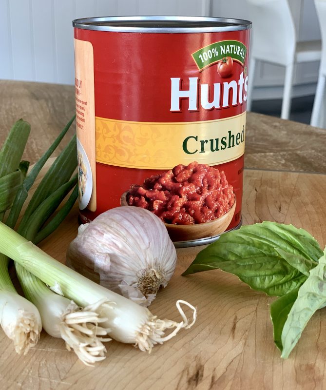 Veggie Bean Cakes with Quick Tomato Basil Sauce via LizsHealthyTable.com #cansforcomfort