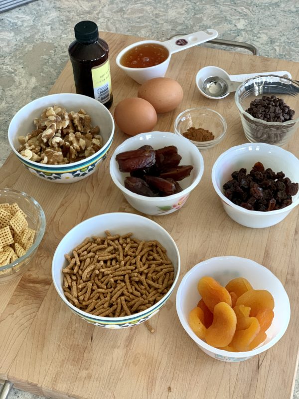Homemade Fiber One Cereal Bars with Walnuts and Dried Fruit via LizsHealthyTable.com