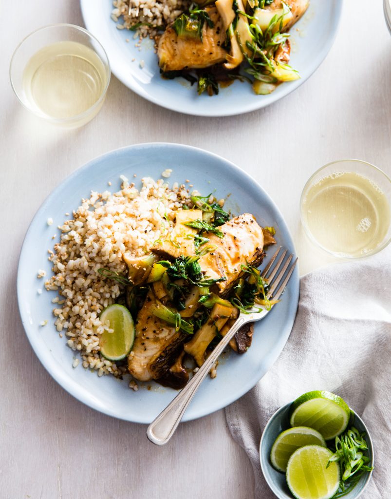 Coconut Ginger Sea Bass in Parchment via lizshealthytable.com #podcast