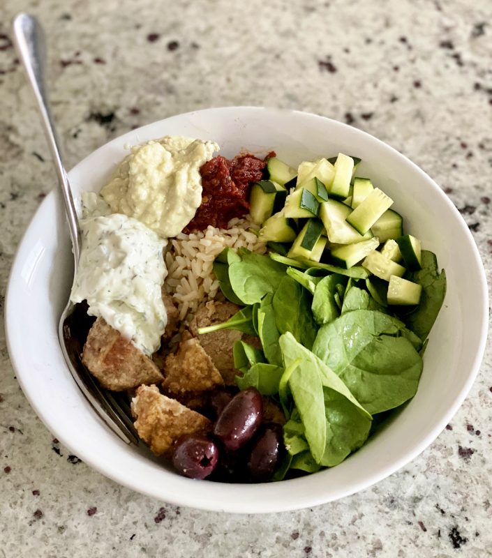 Mediterranean Chicken Meatball Power Bowls via lizshealthytable.com