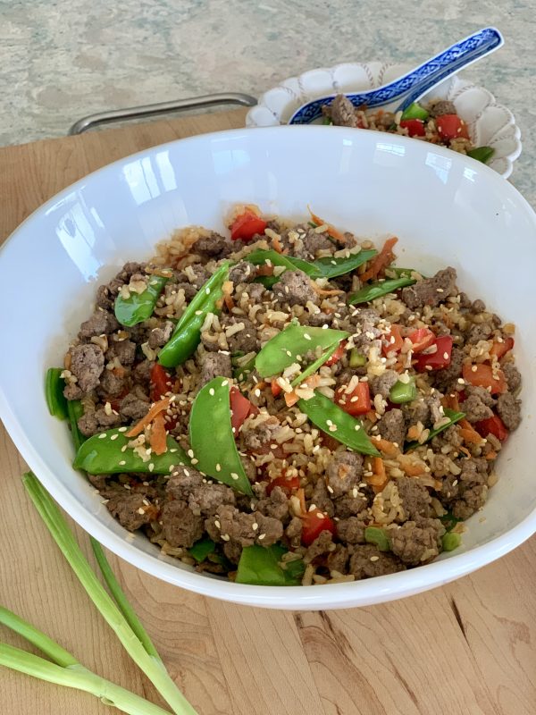 Rainbow Veggie & Beef Fried Rice via lizshealthytable.com 