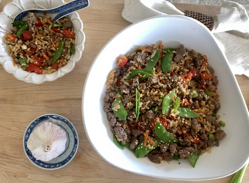 Rainbow Veggie & Beef Fried Rice via lizshealthytable.com 