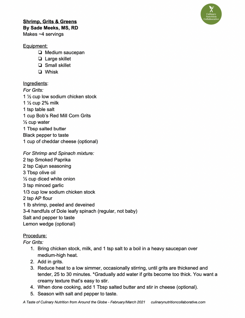 Shrimp and Grits and Greens via lizshealthytable.com