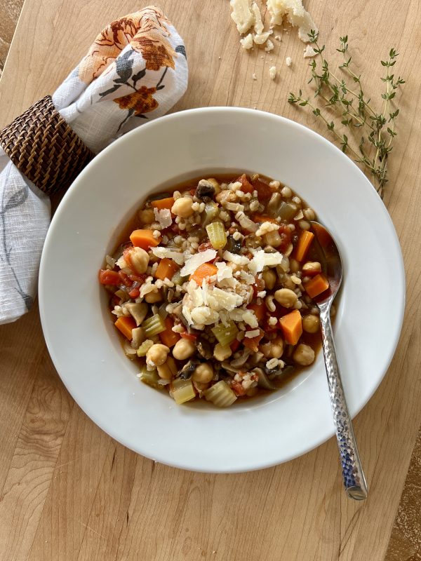 Barley and Chickpea Stew via lizshealthytable.com #vegetarian #plantbased