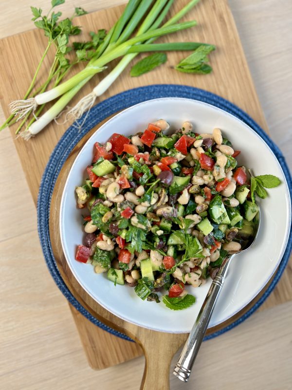 Mediterranean White Bean Salad via LizsHealthyTable.com #vegan