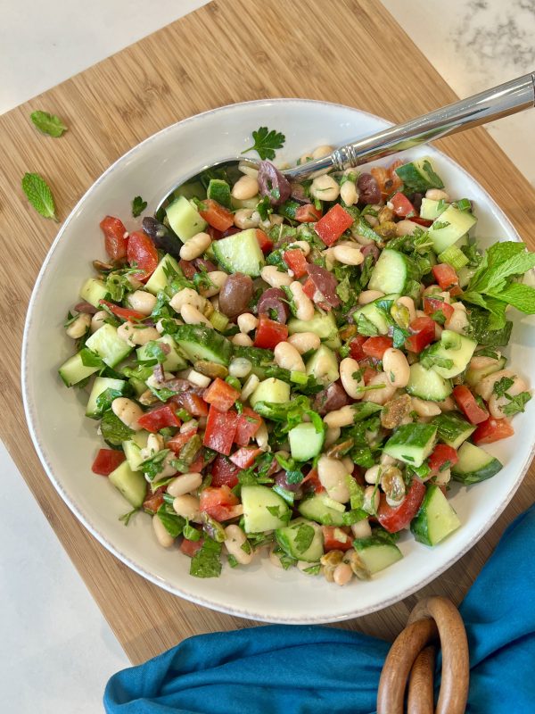 Mediterranean White Bean Salad via Lizs Healthy Table